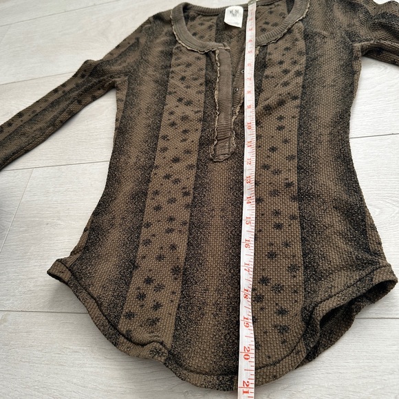 Free People Thermal Henley Top in Olive Green and Black - Picture 13 of 14